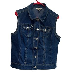 Jean vest with crystal buttons and bead & crystal embellishments size pe…